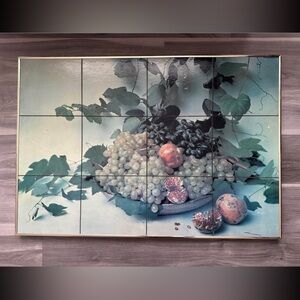 3 for $20 ✨ LargeGrapes & Pomegranates Wall Art Print - Blue Green in gold frame